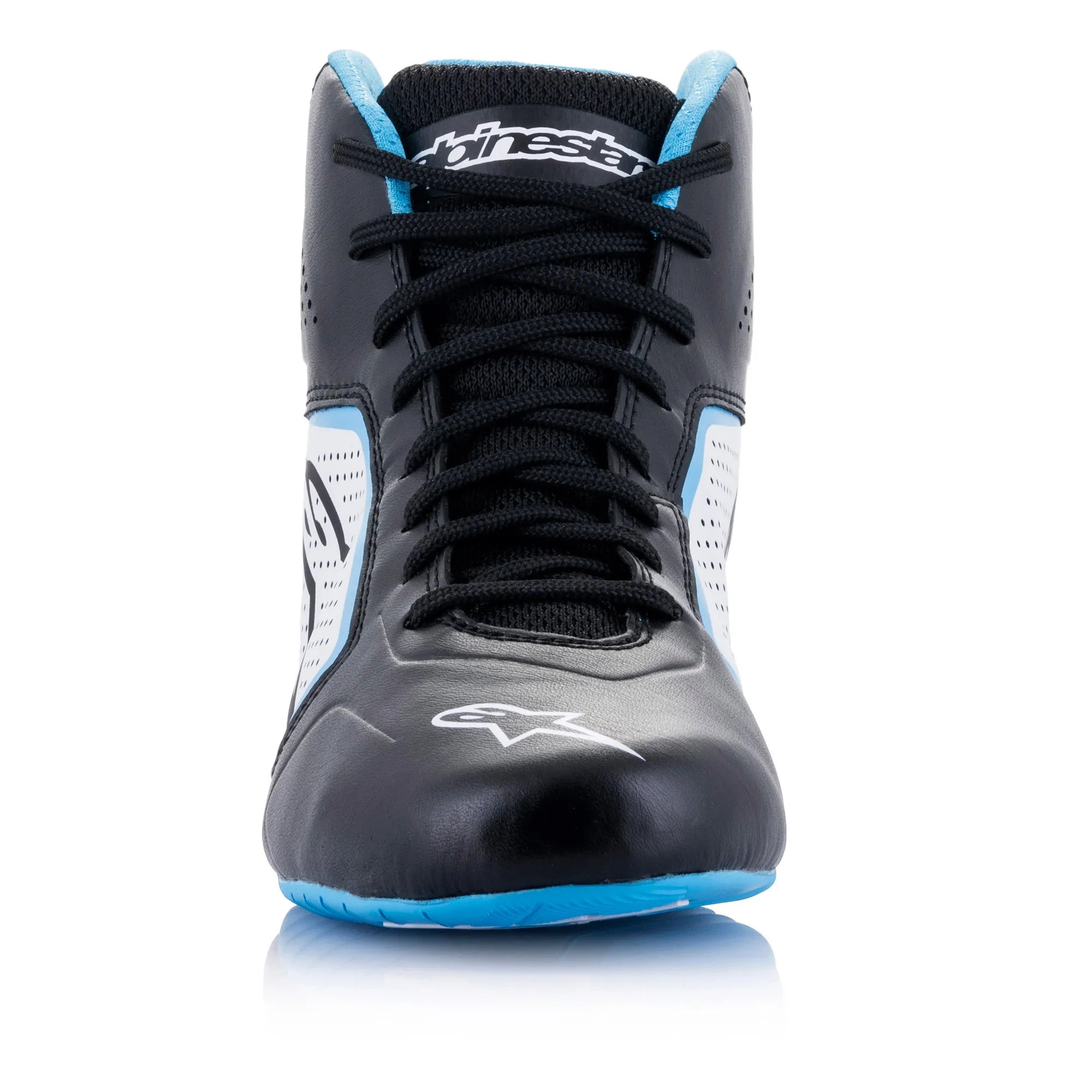BOTAS ALPINESTARS TECH-1 K START  V2 BLACK WHITE CYAN