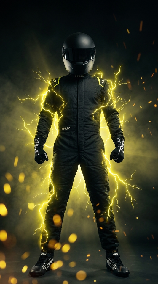TRAJE HRX RACER ONE BLACK VOLT EN PISTA