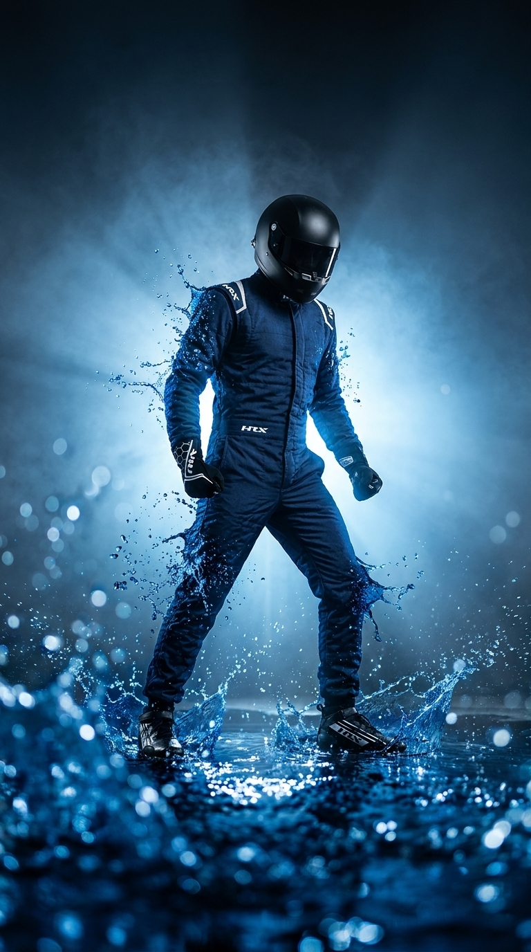TRAJE HRX RACER ONE NAVY WHITE EN PISTA
