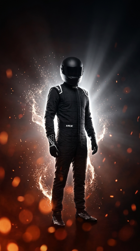 TRAJE HRX RACER ONE BLACK WHITE EN PISTA