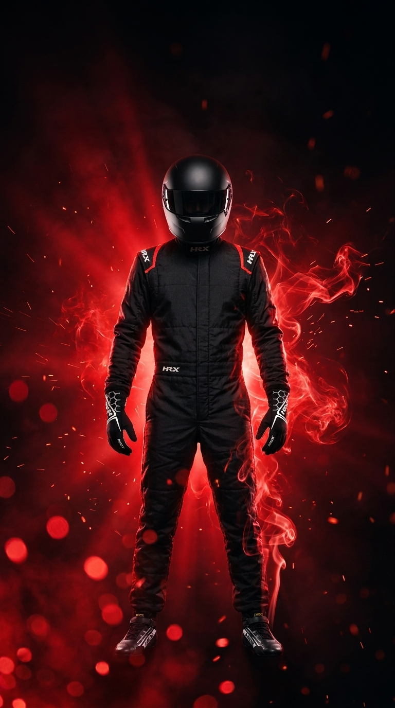 TRAJE HRX RACER ONE BLACK RED EN PISTA